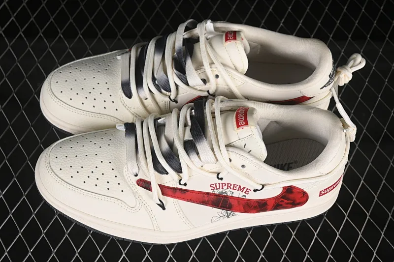 All categories Air Jordan Jordan series basketball shoes Air Jordan 1 Low High-end customized low-top sneakers Travis Scott x Fragment Design x Air Jordan 1 Low OG SP AJ1 Supreme co-branded red and black hook drawstring low-top cultural casual sneakers DM6868-109